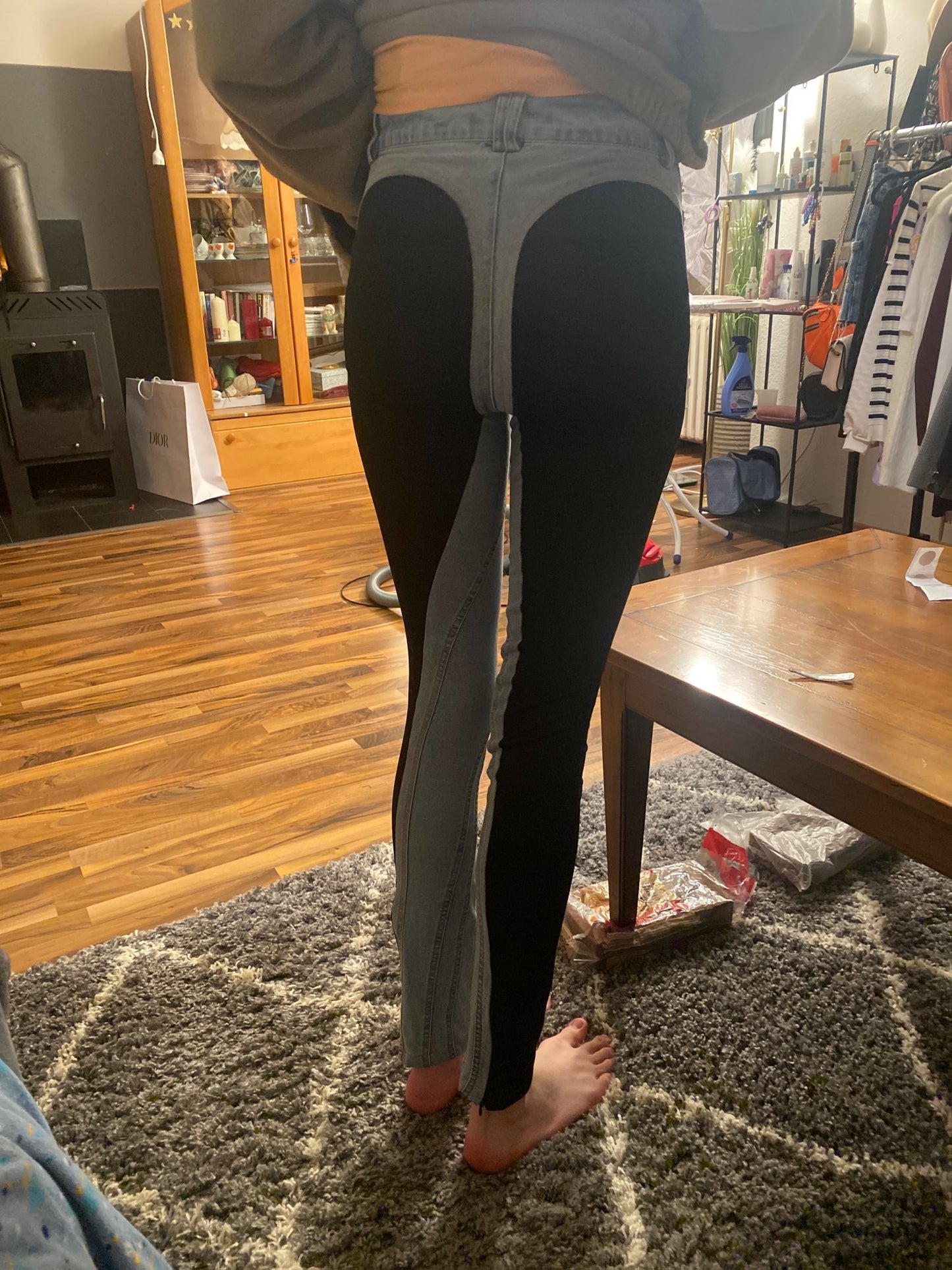 High Waist Fabric Wave Slim Denim Jeans