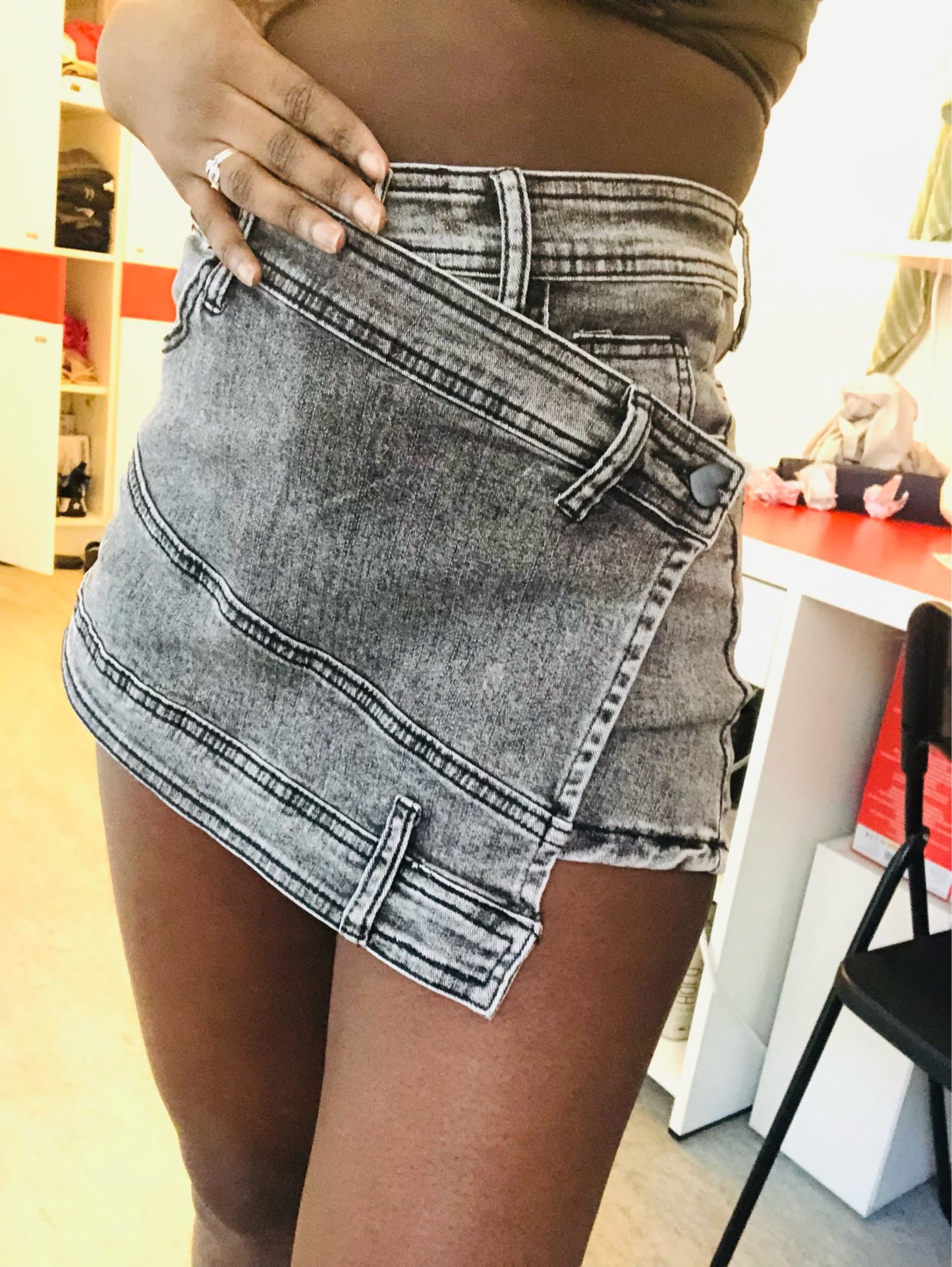 High Waist Irregular Skirts Denim Shorts