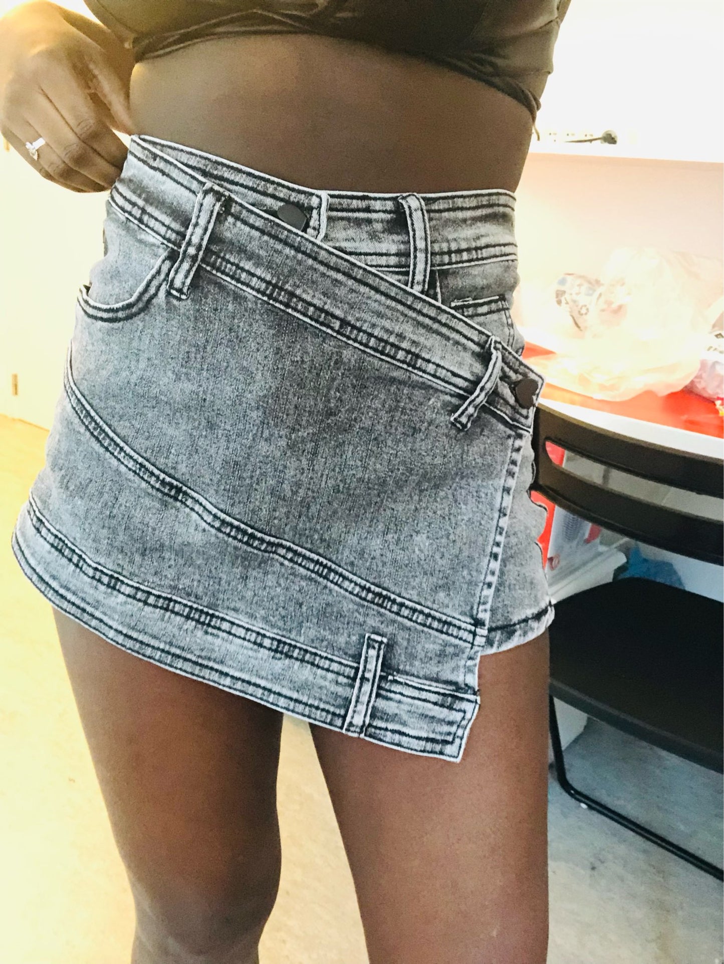 High Waist Irregular Skirts Denim Shorts