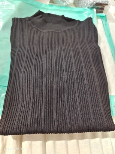 Ribbed Knitted Elasticity Half Collar T-Shirt