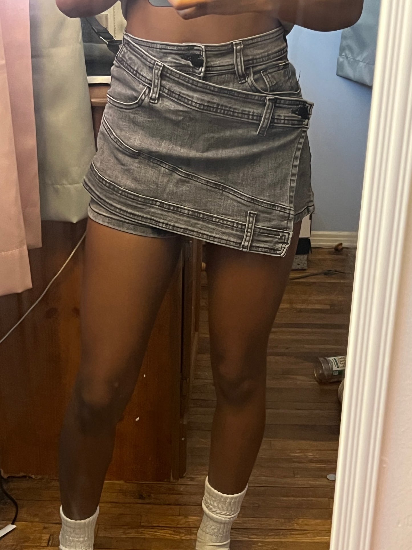 High Waist Irregular Skirts Denim Shorts