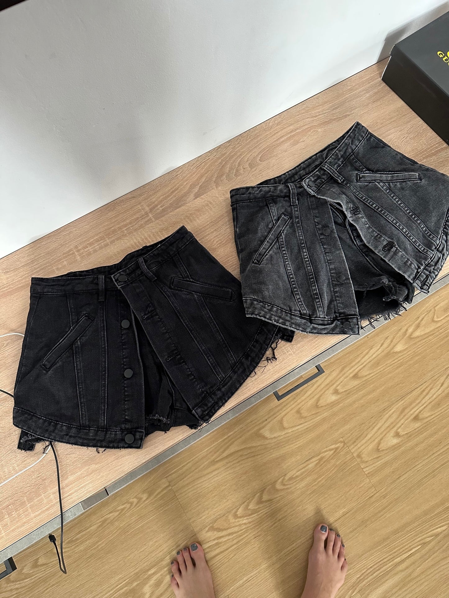 High Waist Open Button Skirt Denim Shorts