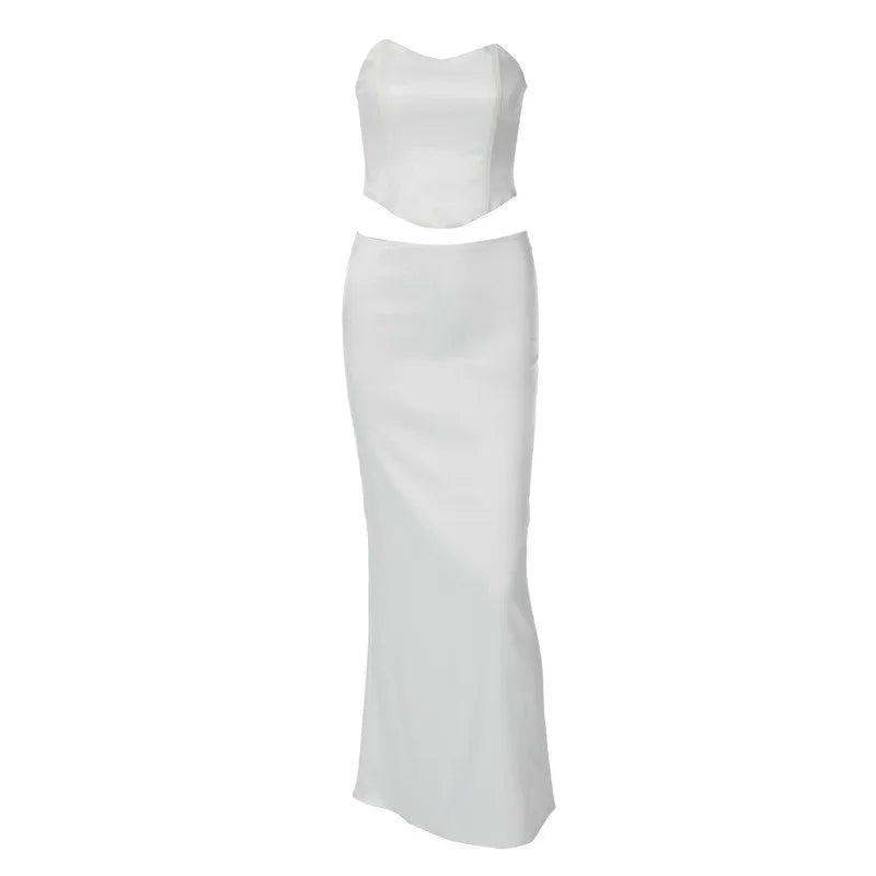 Corset Style Crop Top & Long Skirt Sets