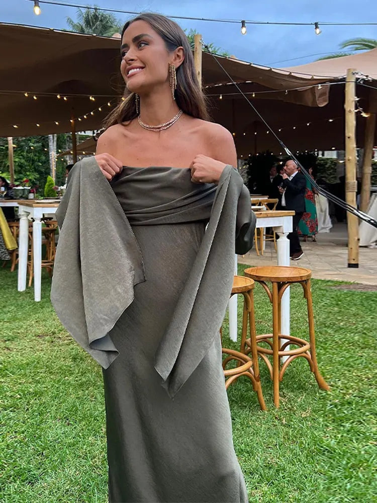 Off Shoulder Extended Sleeve Dress