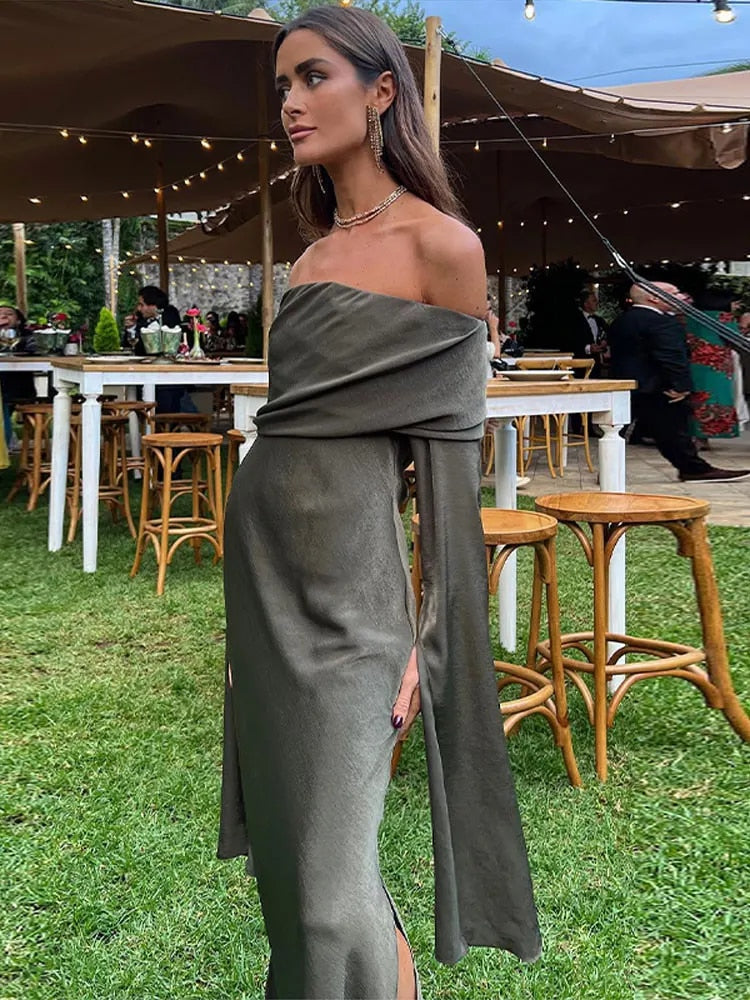 Off Shoulder Extended Sleeve Dress