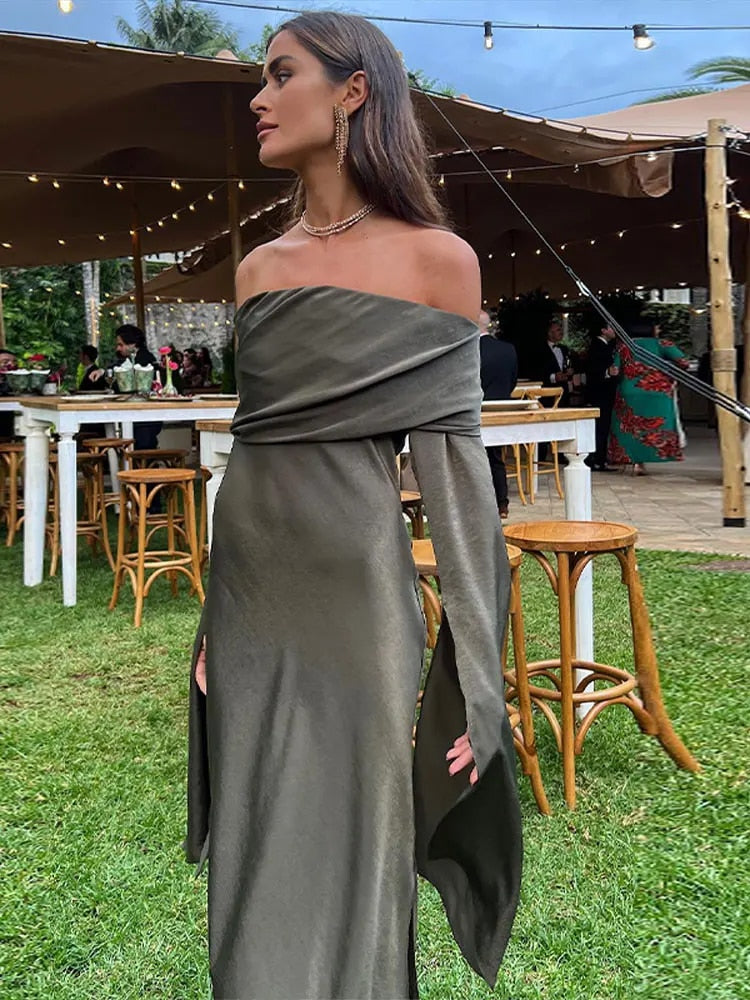 Off Shoulder Extended Sleeve Dress