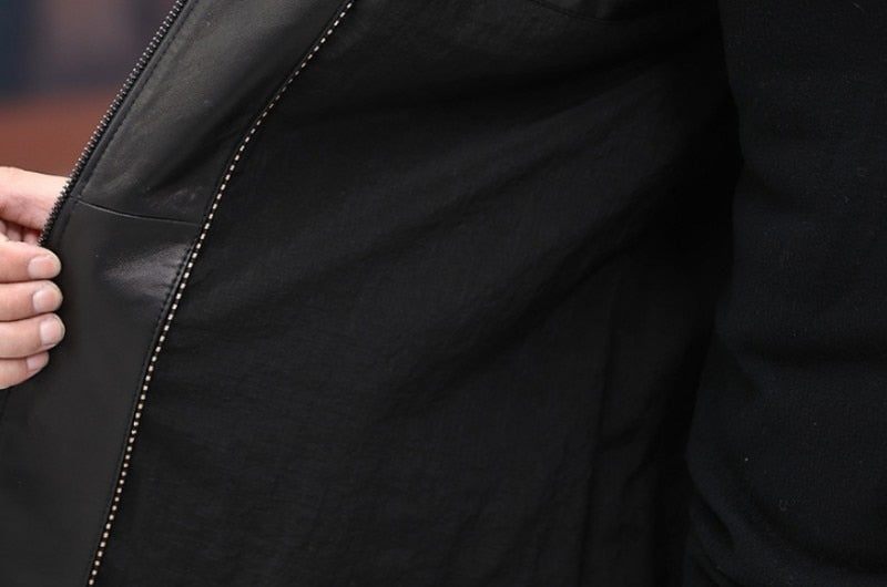 Genuine Leather Coat Duck Down Mink Fur Collar