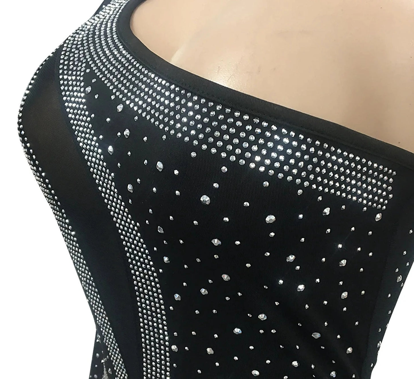 Mesh See Though Irregular Floor Length Maxi Dress