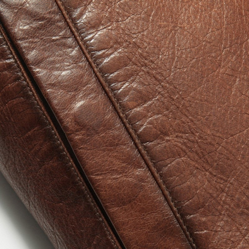 Genuine Leather Long Jackets Turn-Down Collar