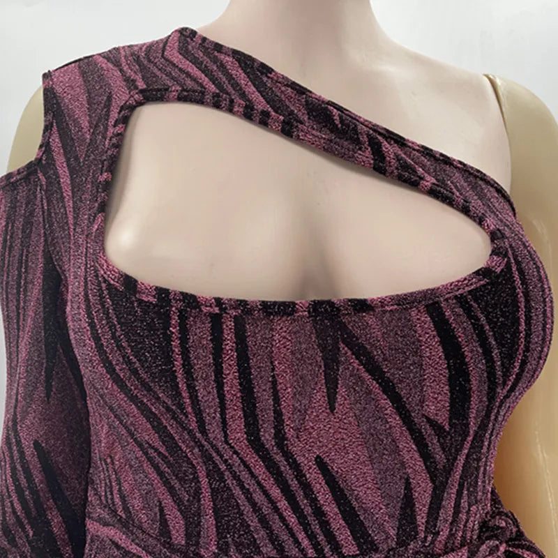 One Shoulder Long Sleeve Jumpsuits Plus Size