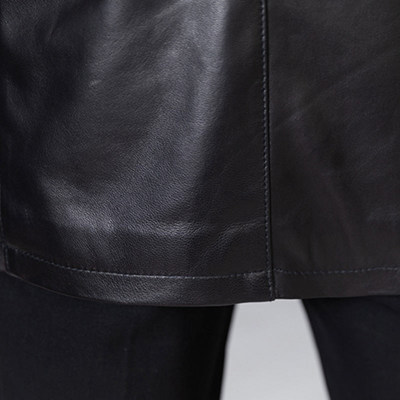 Genuine Leather Coat Hooded