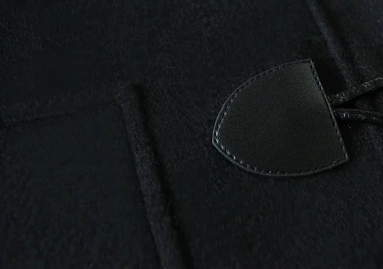 Cashmere Horn Button Hooded Real Fox Fur Coats