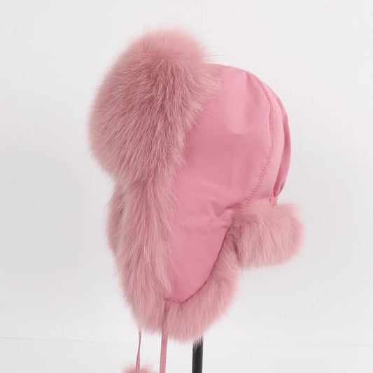 Natural Fur Bomber Has Genuine Real Fur Caps