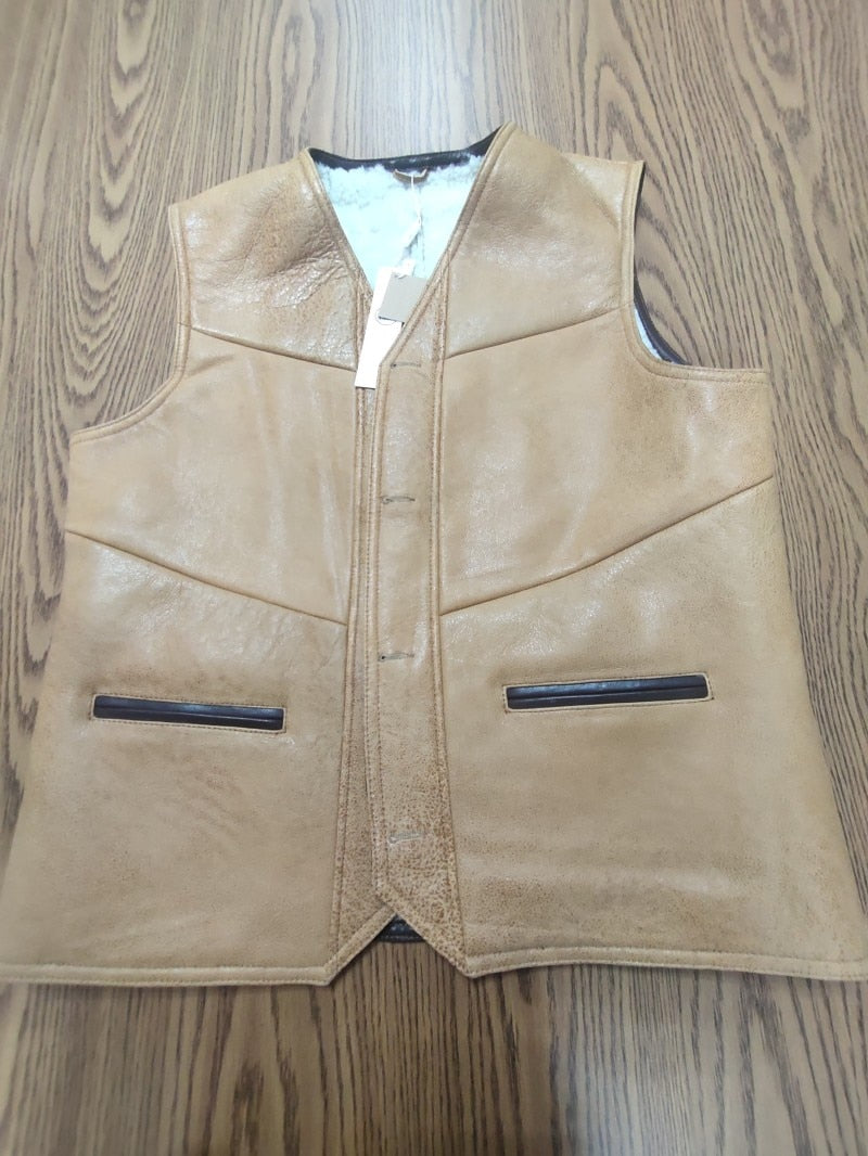 Genuine Leather Vest Shearling Lining