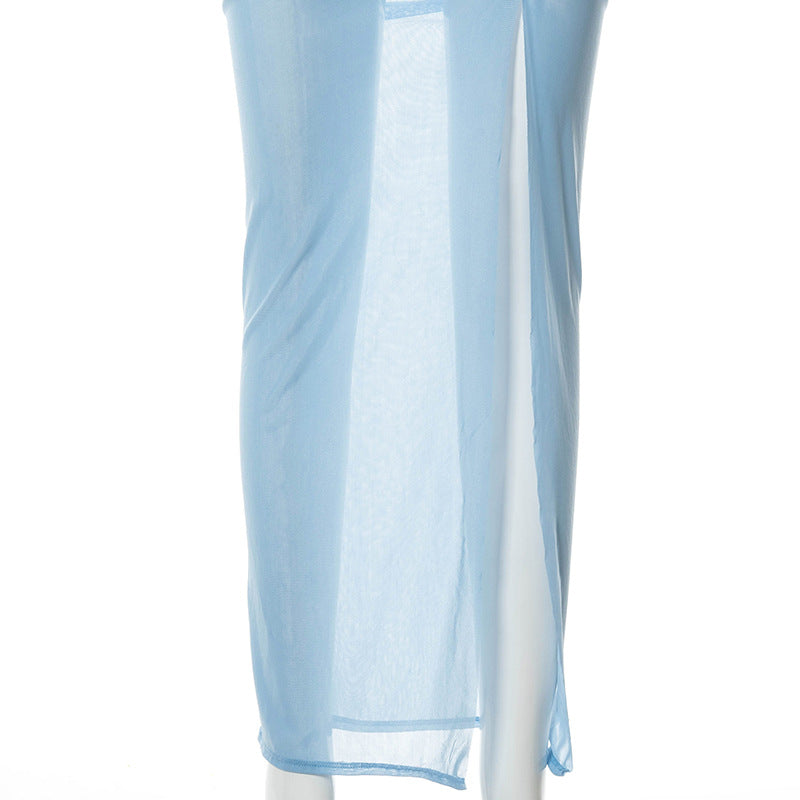 Gauze Sleeveless Backless Maxi Dresses