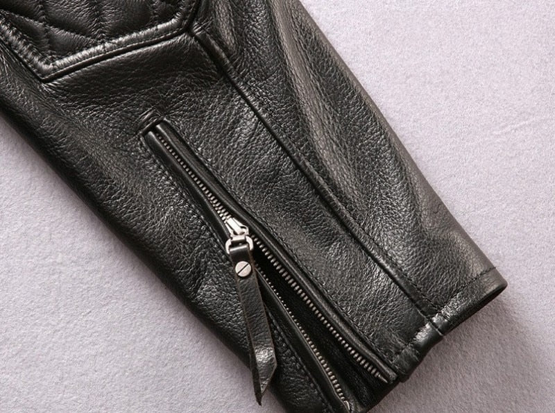 Genuine Leather Jacket Slim Fit Moto