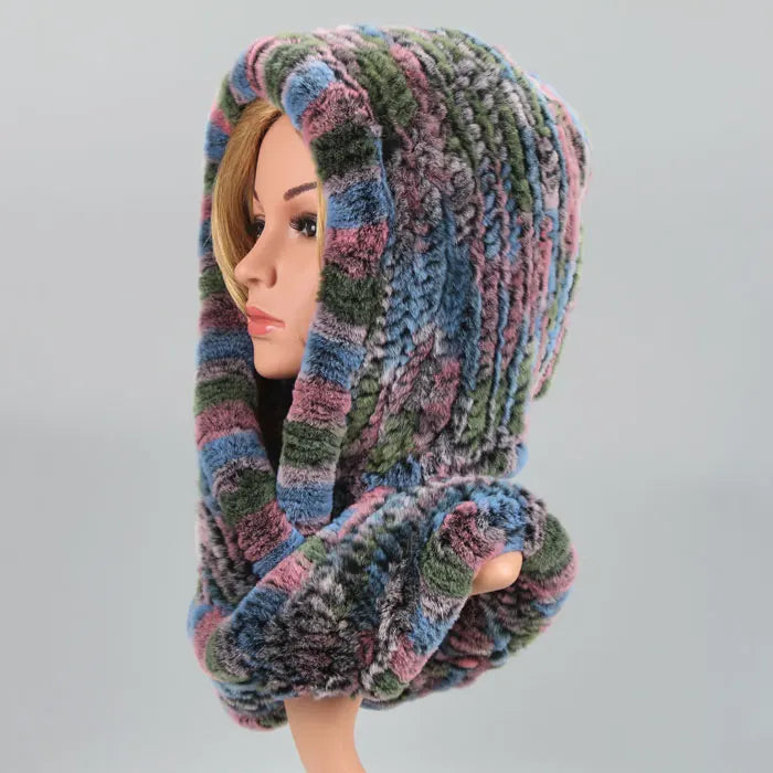 Knitted Real Fur Scarf Hoods