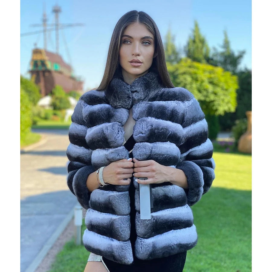 Collection of Chinchilla Style Rex Rabbit Fur Coat Vest