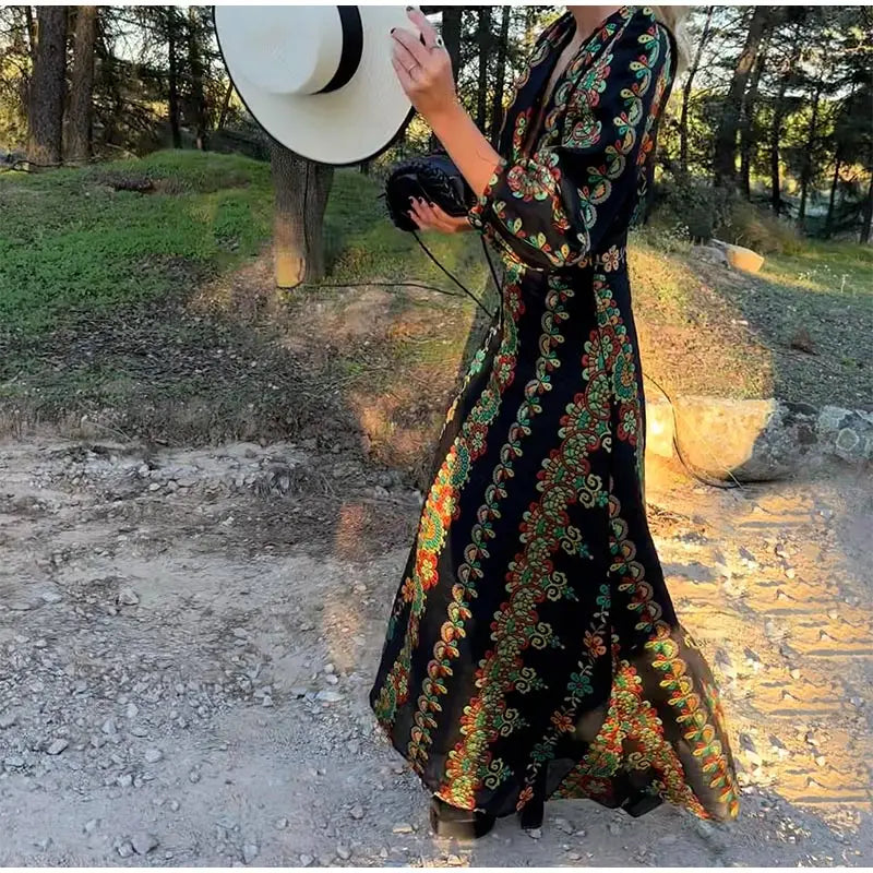 Shoulder Pads Puff Sleeve Bodysuit & Long Skirt Set