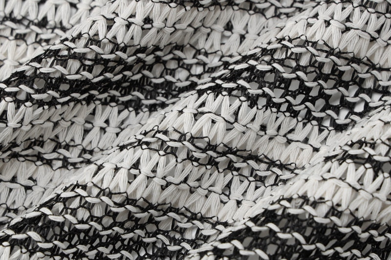 Black & White Open Crop Top & Long Skirt Sets