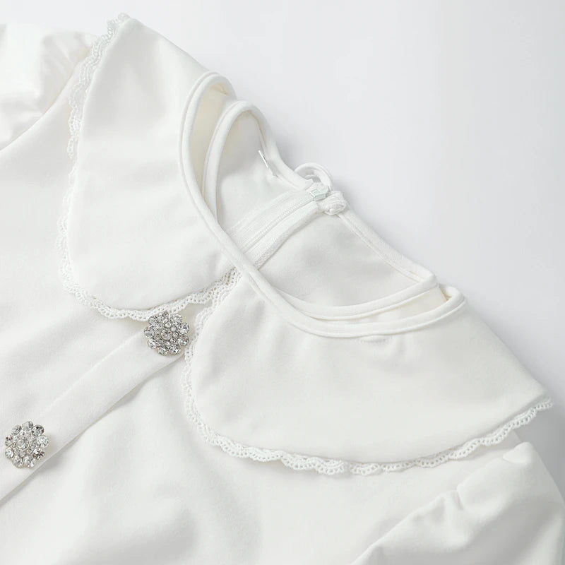 Rhinestone Button Doll Mini Dresses