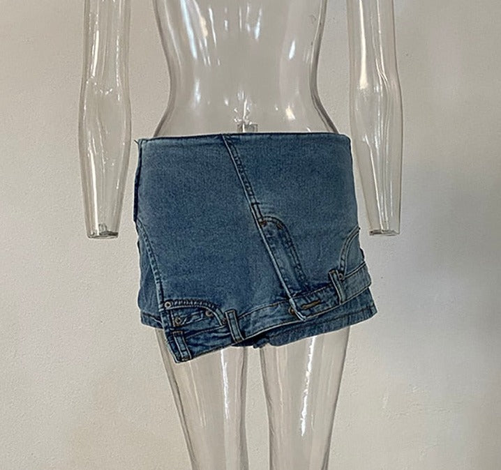 Jean Pocket Skirt Denim Shorts