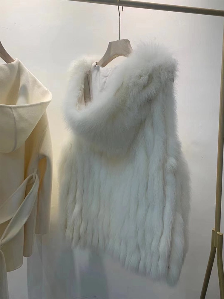 Cashmere Hoodie Coats Removeable Real Fur Liner