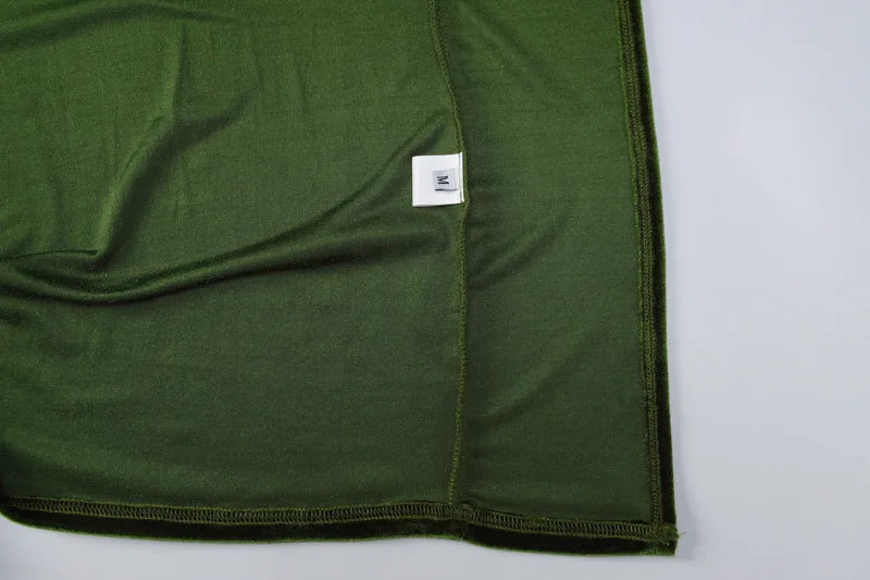 Green Velvet Lace Up Back Maxi Dress