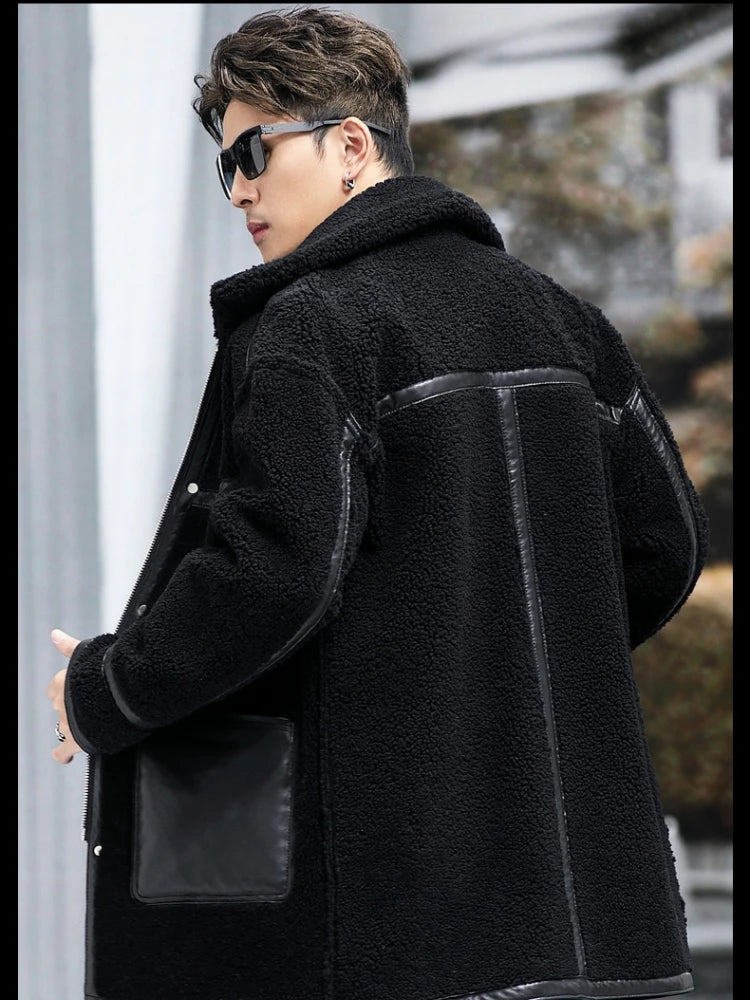Genuine Leather Reversible Shearling Fur Coat