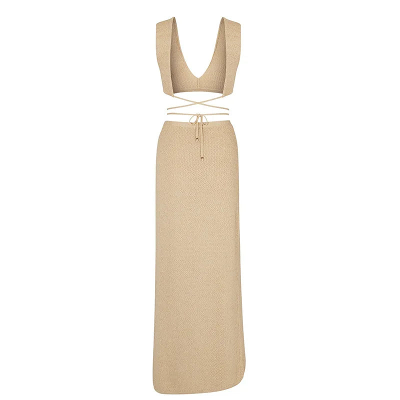 Bra Crop Top & Long Skirt Sets