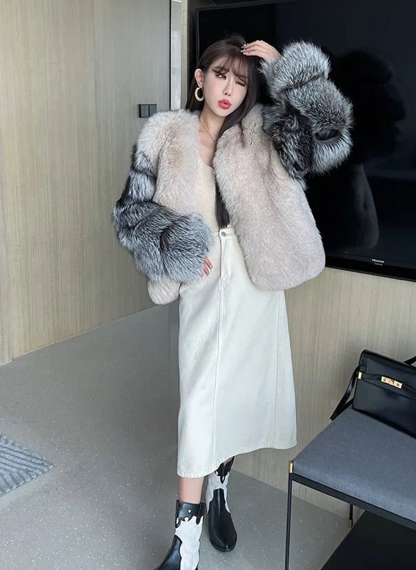 Silver Sleeve Real Fur Coats