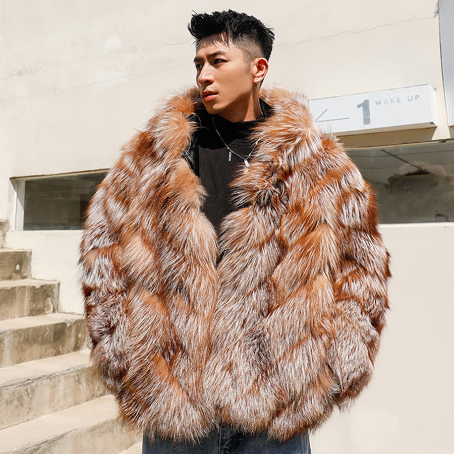 Pattern Hooded Real Fur Coats
