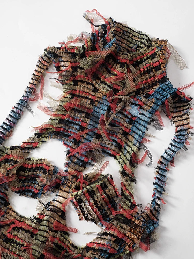 Colorful Knitted Tassel Long Dress