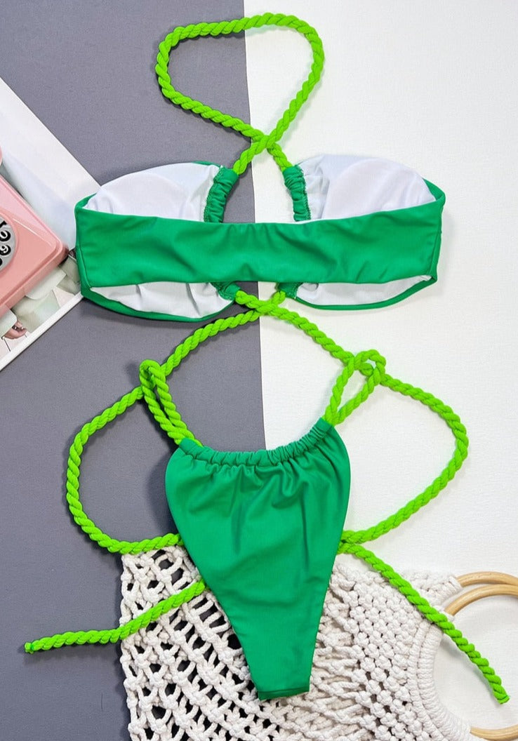 Rope Tie Halter Bikini Sets