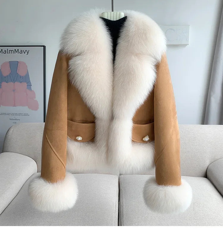Genuine Leather Real Fur Down Lining Suede Jackets