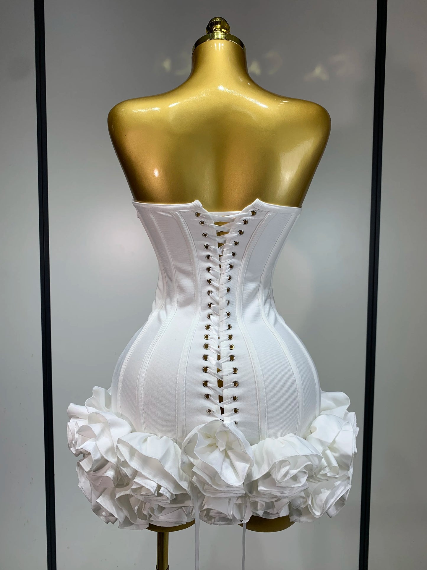 Strapless 3D Flowers Mini Dresses