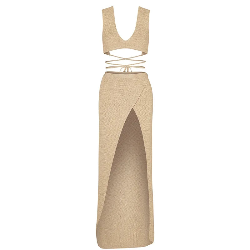 Bra Crop Top & Long Skirt Sets