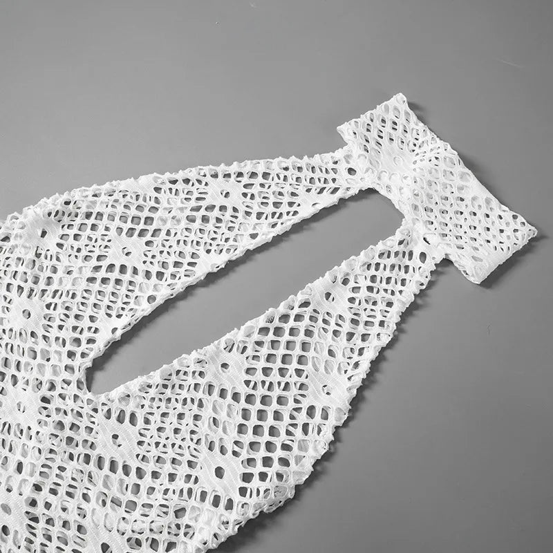 Mesh Open V Sleeveless Mini Dresses