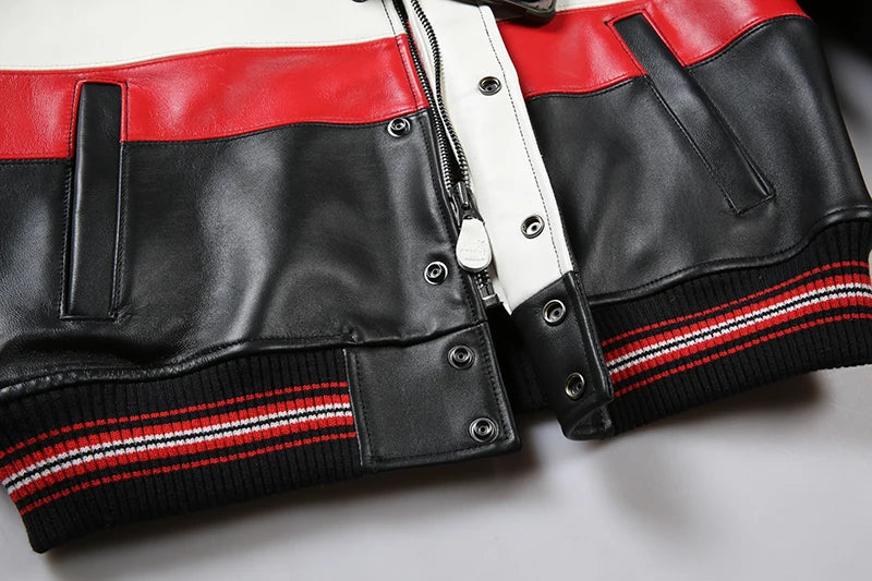 Genuine Leather Jacket Letterman Style