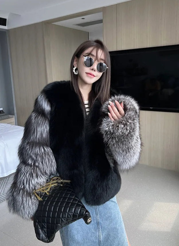 Silver Sleeve Real Fur Coats