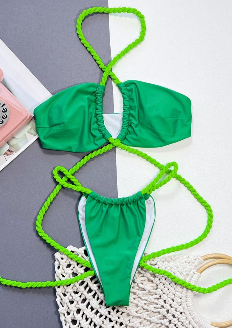 Rope Tie Halter Bikini Sets