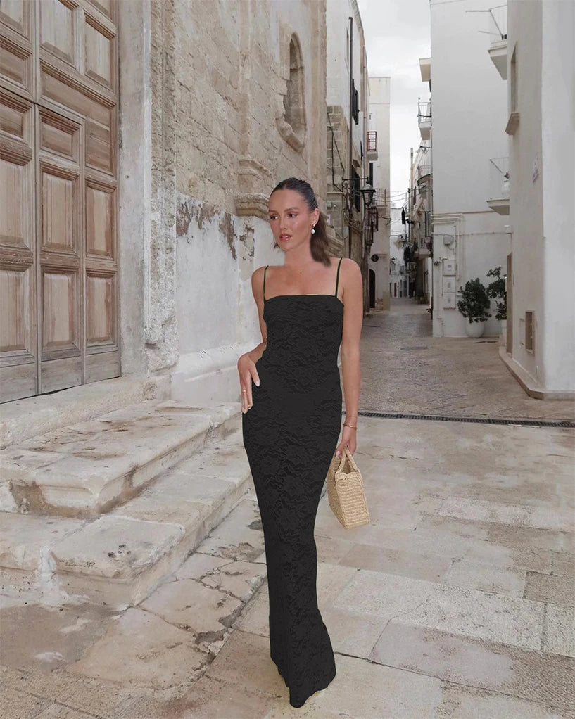 Lace See Through Sleeveless Maxi Dresses