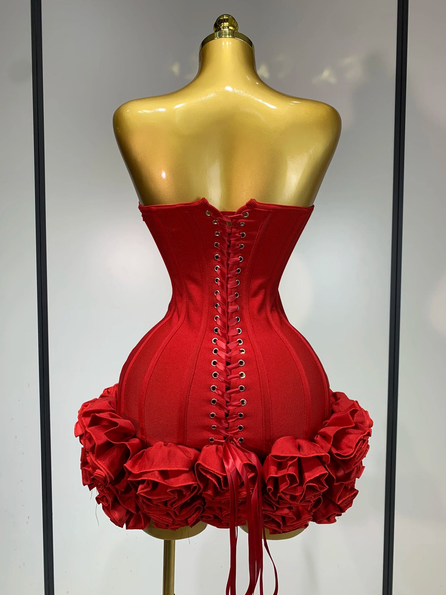 Strapless 3D Flowers Mini Dresses