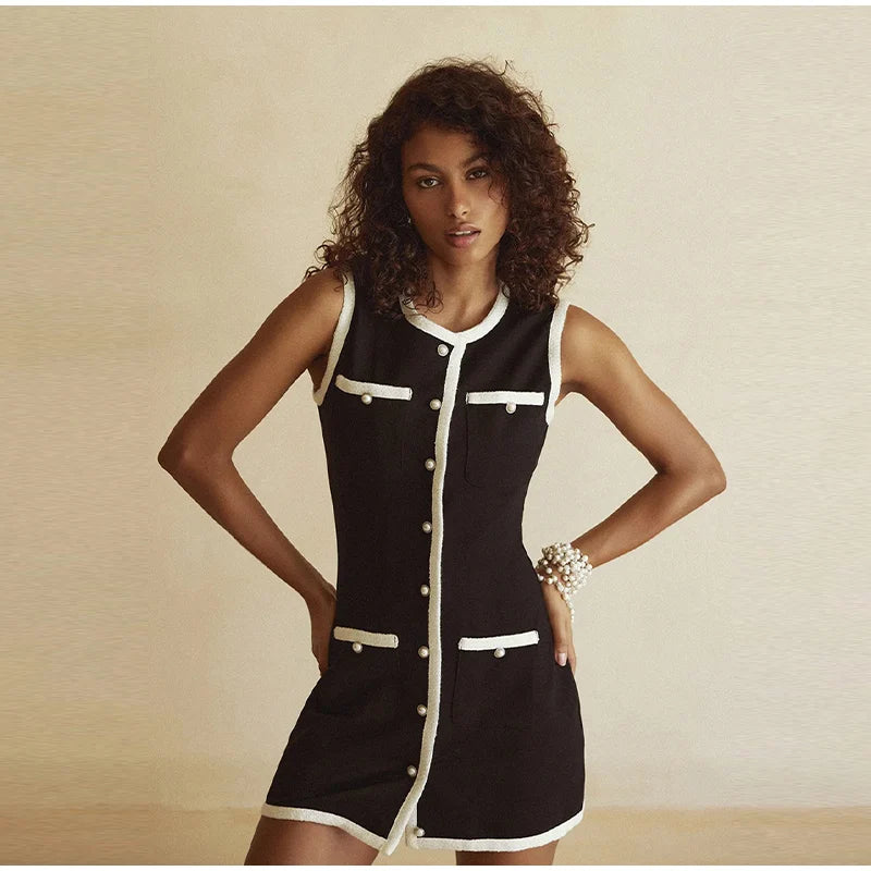 Knitted Sleeveless Button Up Long Dresses
