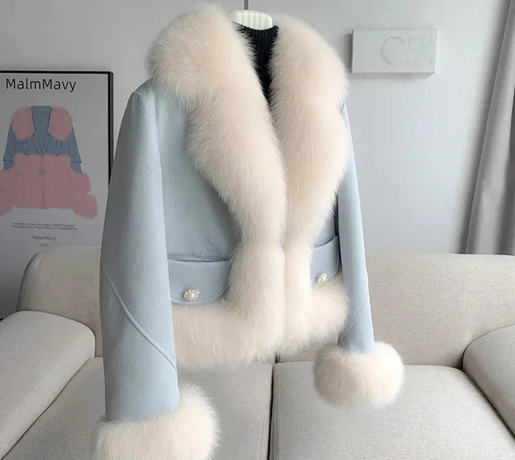 Genuine Leather Real Fur Down Lining Suede Jackets