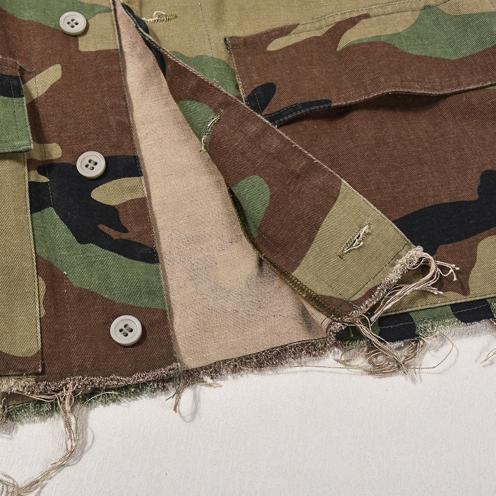 Camouflage Butterfly Sleeve Crop Top