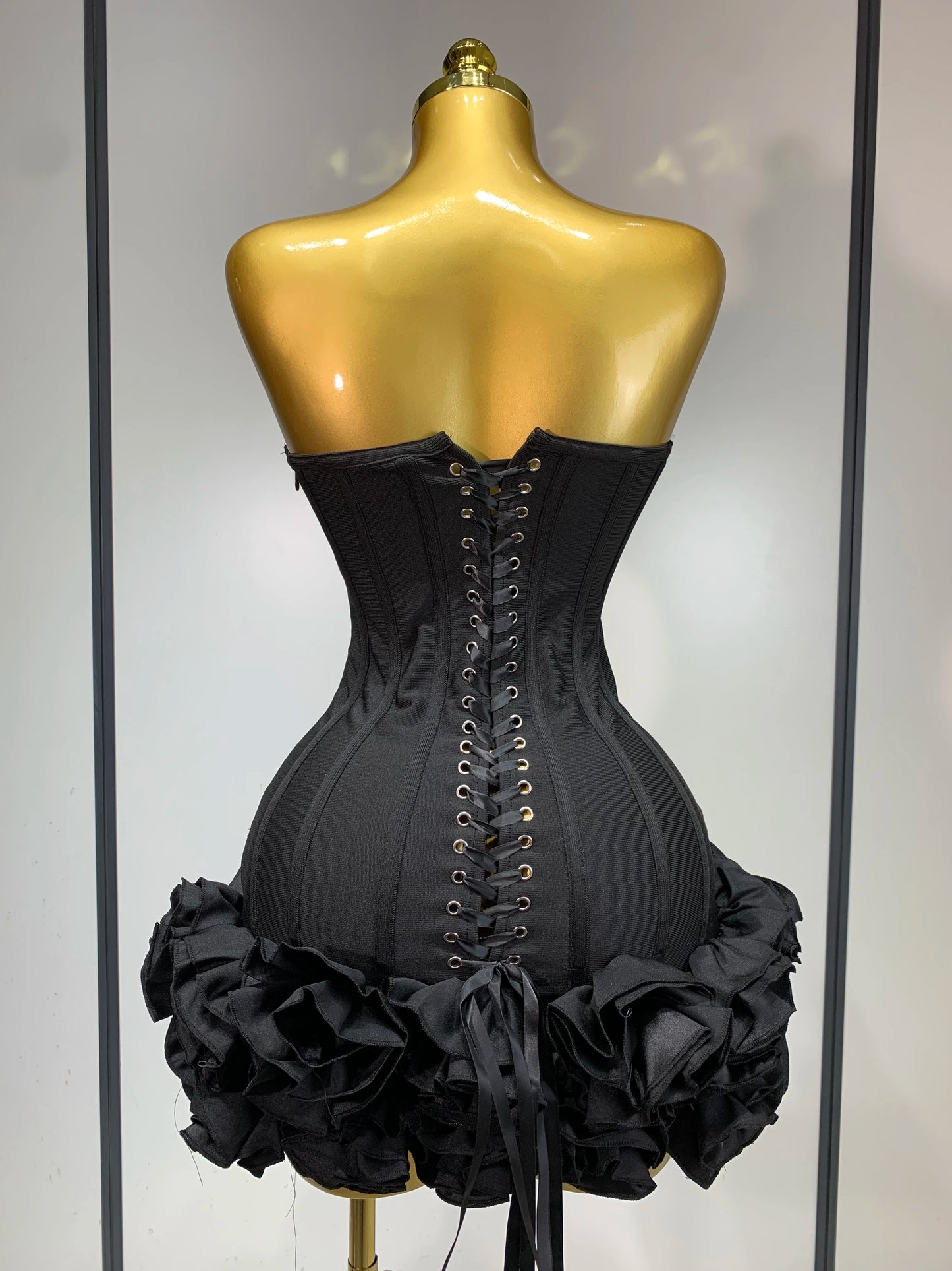 Strapless 3D Flowers Mini Dresses
