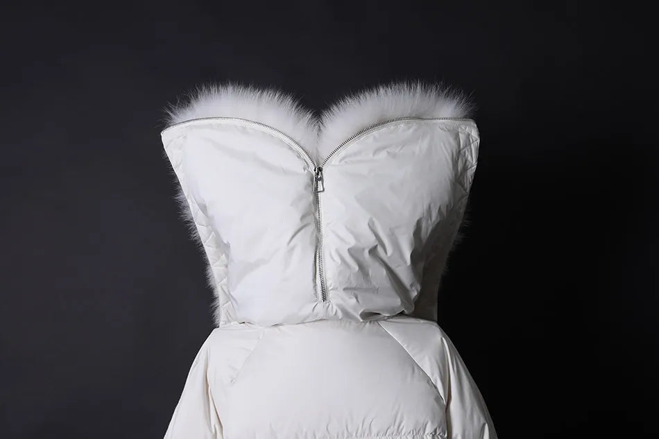 Losse Duck Down Real Fox Fur Collar Parka Puffer Coats