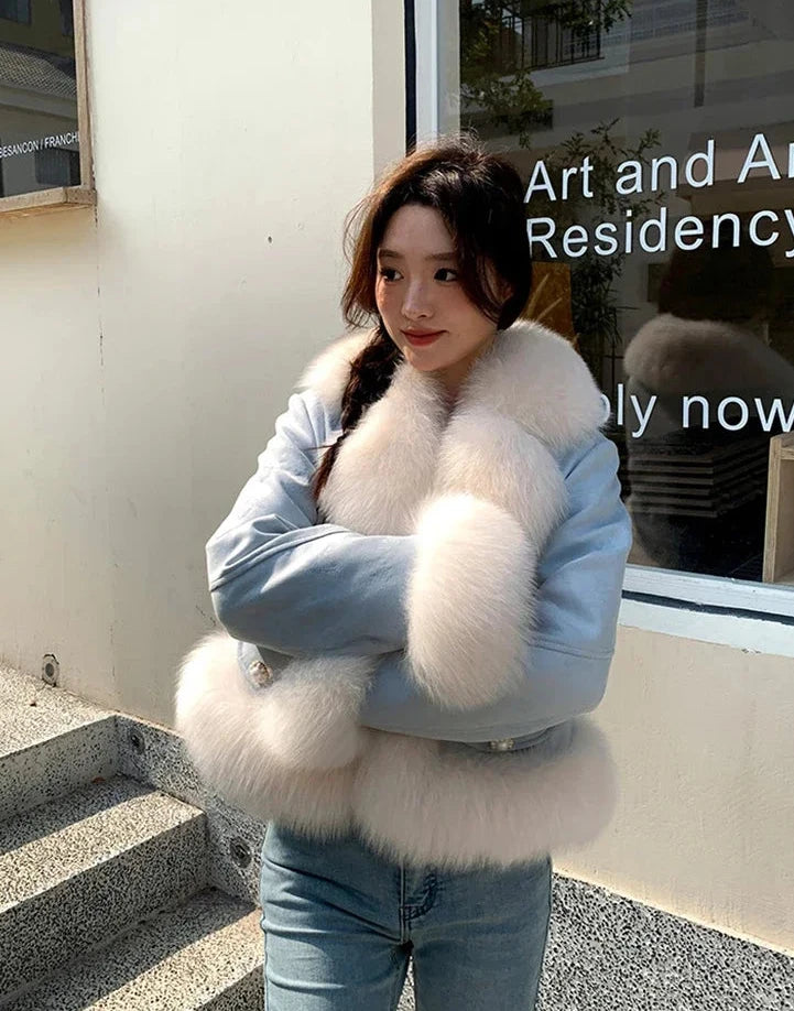 Genuine Leather Real Fur Down Lining Suede Jackets