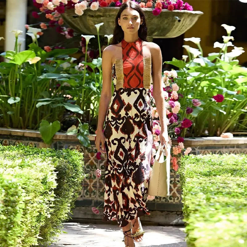 Halter Tassel Sleeveless Backless Dress